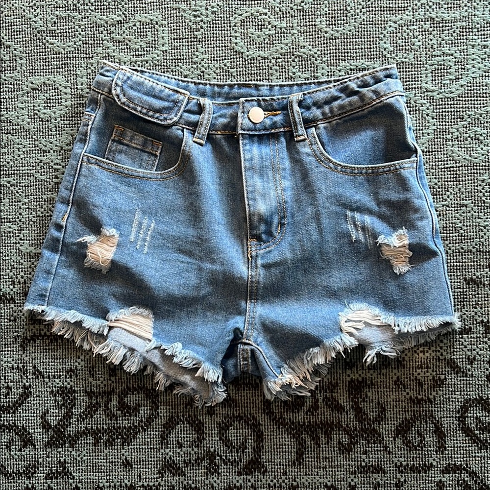 SHEIN Blue Distressed Jean Shorts